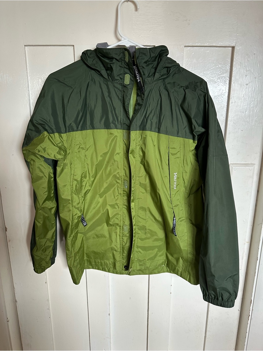 Kids Two-Tone Green Hooded Rain Jacket